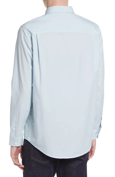 Shop Apc Edouard Solid Cotton Button-up Shirt In Bleu