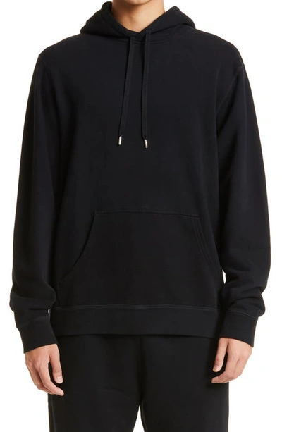 Shop Sunspel Cotton French Terry Hoodie In Black