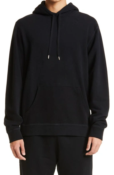 Sunspel Loopback Overhead Cotton Hoodie In Black