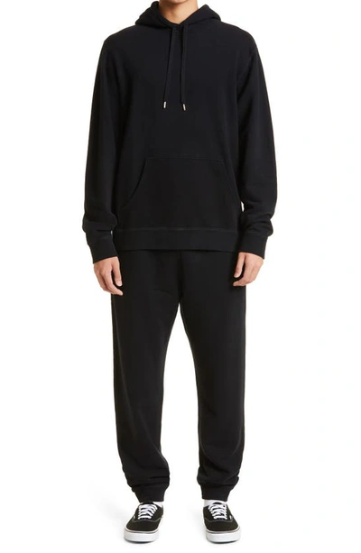 Shop Sunspel Cotton French Terry Hoodie In Black