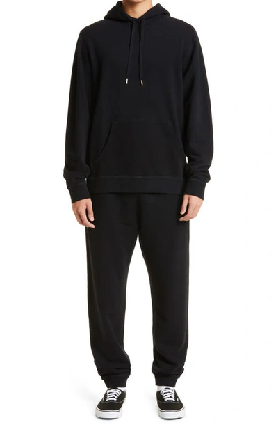 Sunspel Loopback Overhead Cotton Hoodie In Black