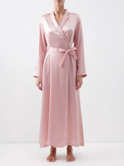 La Perla Long Silk Bathrobe In Pink | ModeSens