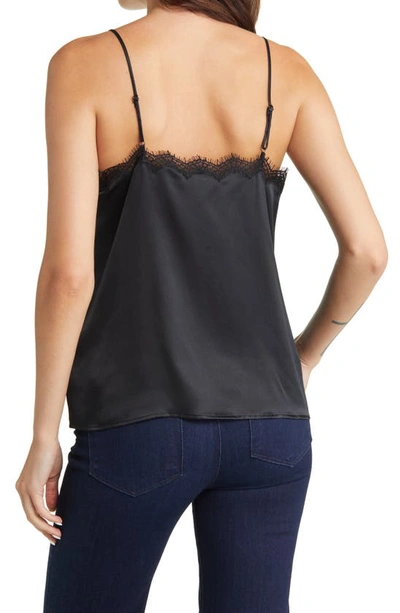 Shop Paige Ilya Lace Trim Silk Camisole In Black