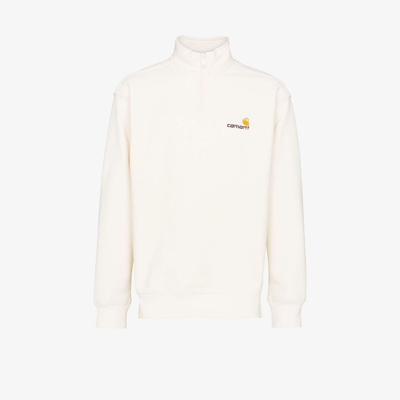 Shop Carhartt American Script Half-zip Sweatshirt - Men's - Cotton/polyester In White