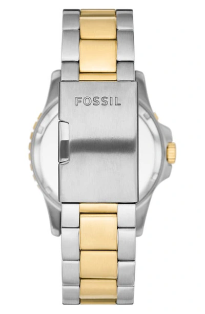 Shop Fossil Blue Bracelet Watch, 42mm In Two-tone/gold/silver/black
