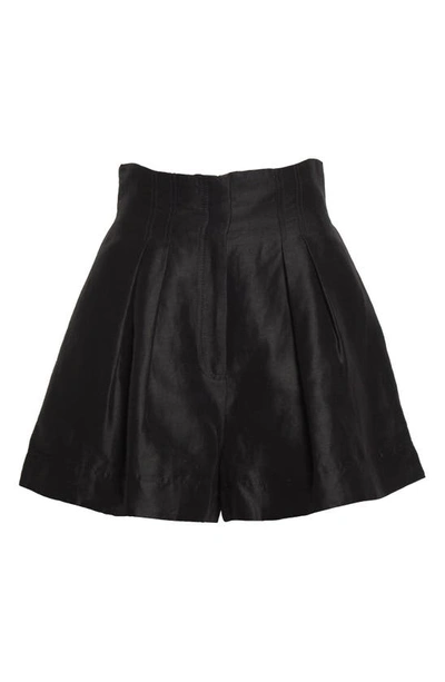 Shop Aje Evermore Pleat High Waist Shorts In Black