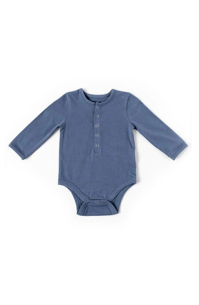 Shop Pehr Essential Long Sleeve Organic Cotton Bodysuit In Blue2