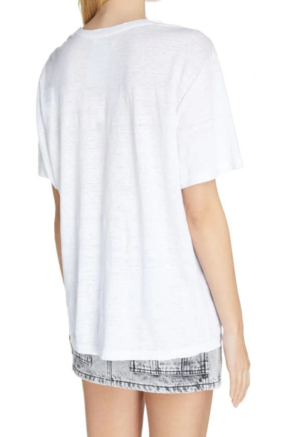 Isabel Marant Étoile Linen Tshirt With Logo In Pink / White