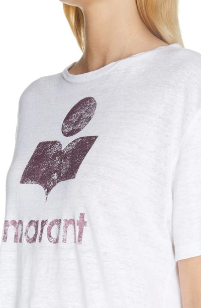 Shop Isabel Marant Étoile Zewel Linen Logo Tee In Pink / White