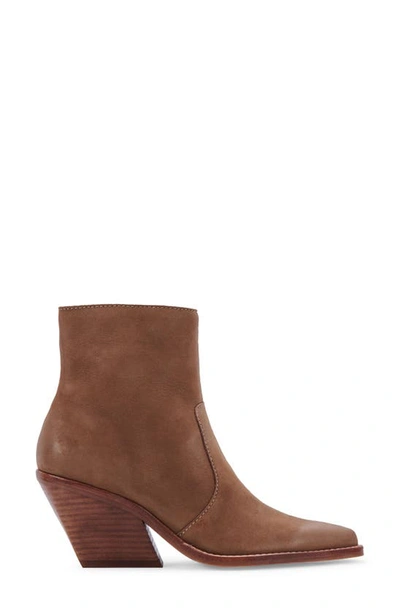 Dolce Vita Volli Pointed Toe Bootie In Brown Suede
