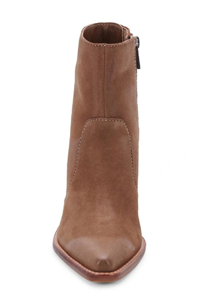 Dolce Vita Volli Pointed Toe Bootie In Brown Suede