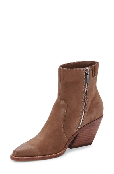 Dolce Vita Volli Pointed Toe Bootie In Brown Suede