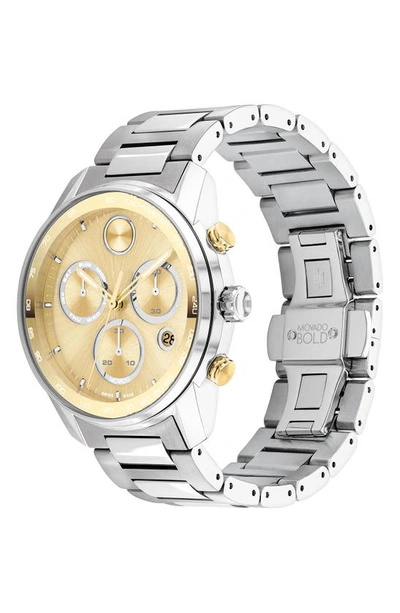 Movado Men's Swiss Chronograph Bold Verso Stainless Steel Bracelet Watch 44mm In Silver