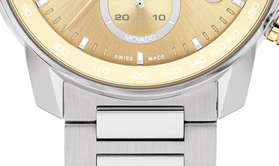 Movado Men's Swiss Chronograph Bold Verso Stainless Steel Bracelet Watch 44mm In Silver