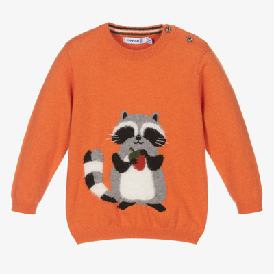 Shop Mayoral Boys Orange Raccoon Sweater