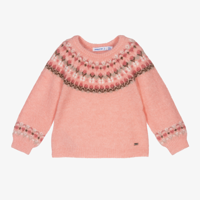 Shop Mayoral Girls Pink Fair Isle Sweater