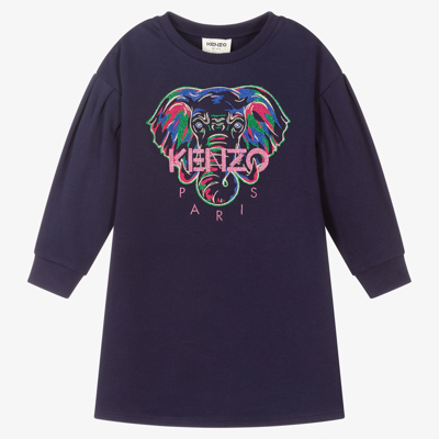 Shop Kenzo Kids Girls Blue Elephant Sweatshirt Dress