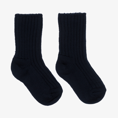 Shop Joha Navy Blue Thermal Wool Socks