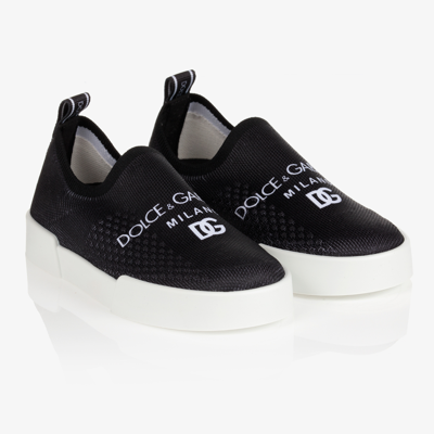 Shop Dolce & Gabbana Black Logo Slip-on Trainers