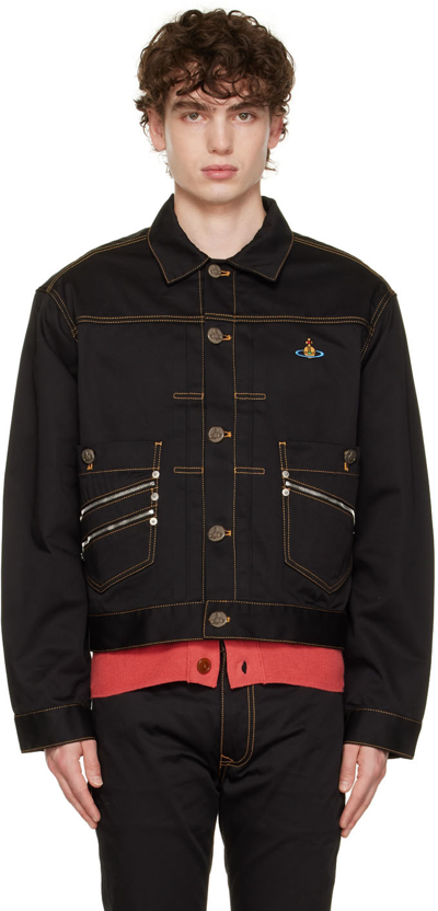 Shop Vivienne Westwood Black Marlene Denim Jacket In N401 Black