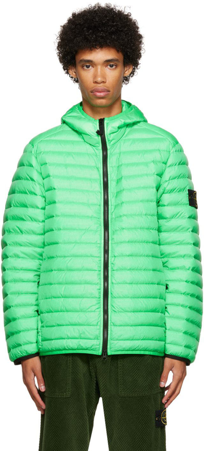 Stone Island Panelled Down Hooded Jacket In Green | ModeSens