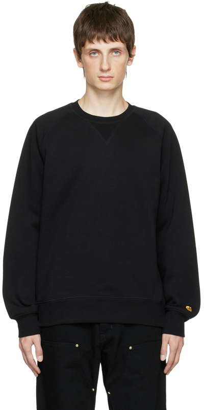 Shop Carhartt Black Chase Sweatshirt In 00fxx Black / Gold