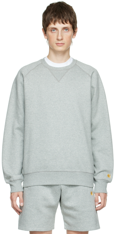 Shop Carhartt Gray Chase Sweatshirt In 00mxx Grey Heather /
