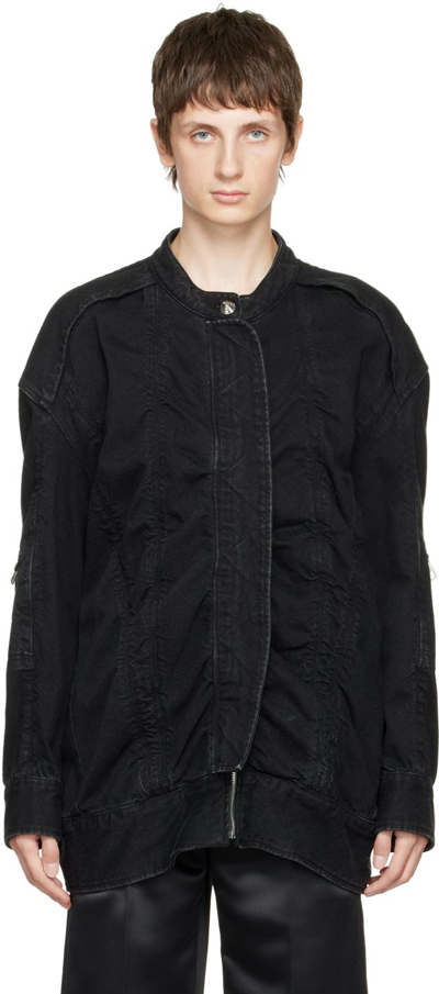 Shop We11 Done Black Bomber Denim Jacket