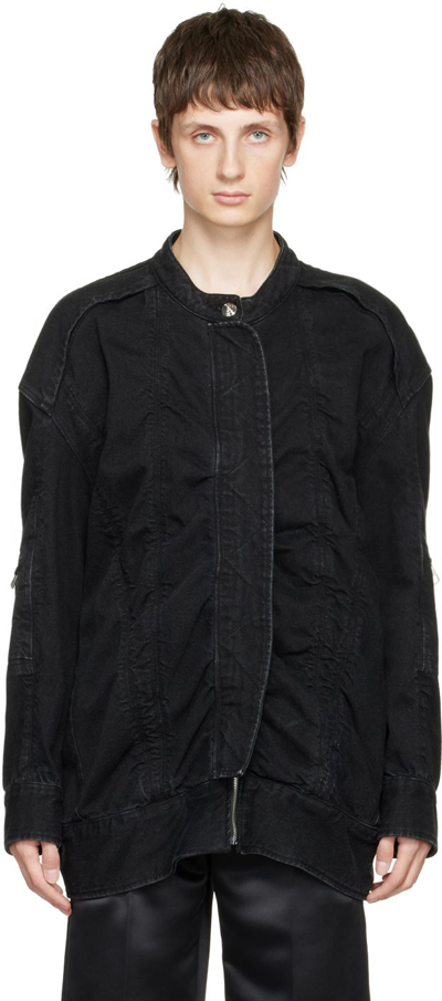 We11 Done Black Bomber Denim Jacket In Black