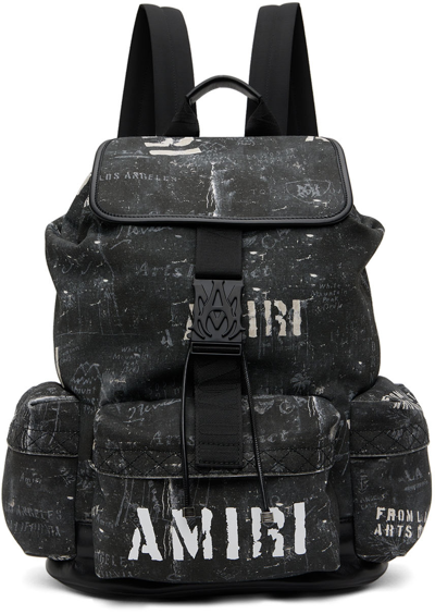 Shop Amiri Black Washed Canvas Backpack