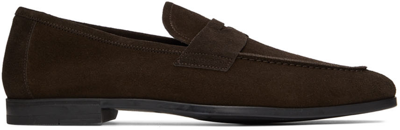 Shop Tom Ford Brown Suede Sean Loafers In U7051 Chocolate
