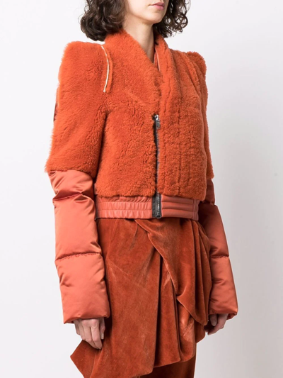 Rick Owens Bionic Reversible Padded Bomber Jacket In Orange