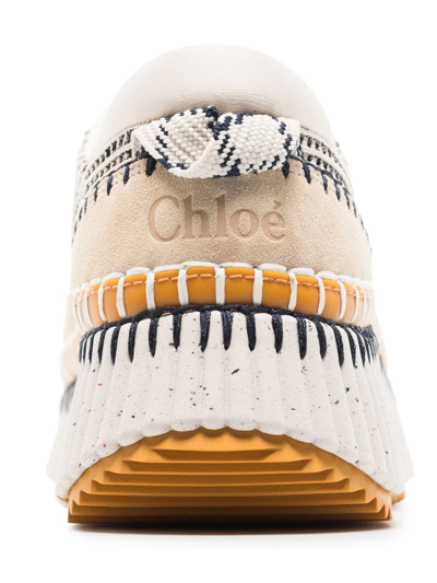 Shop Chloé Multi-panel Lace-up Sneakers In Neutrals