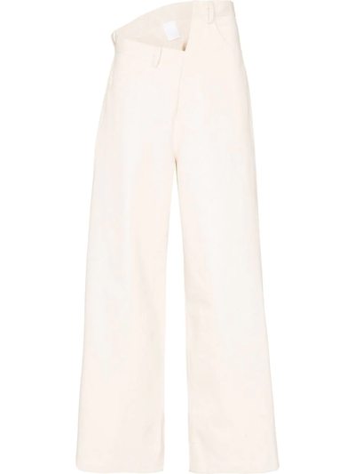 Shop Paris Georgia Gala Asymmetric Wide-leg Jeans In Neutrals