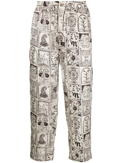 Shop Nanushka Ornamental Straight-leg Pants In Neutrals