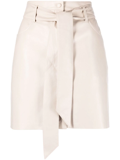 Nanushka Beige Vegan Leather Meda Short Skirt In Neutrals
