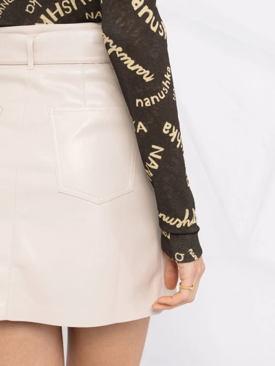 Nanushka Beige Vegan Leather Meda Short Skirt In Neutrals