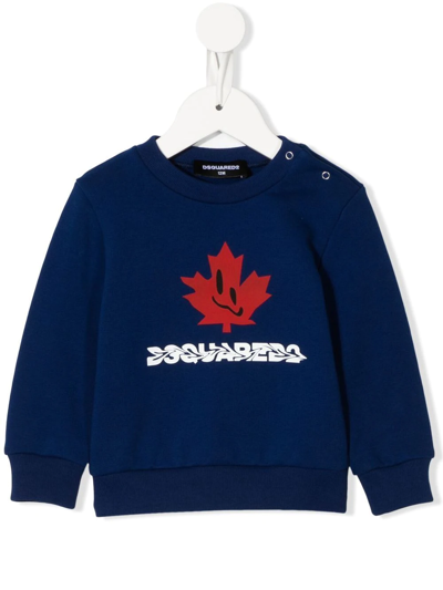 Shop Dsquared2 Logo-print Long-sleeve Sweatshirt In Blue