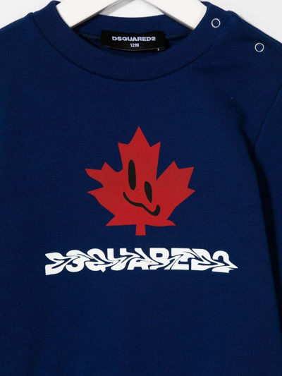 Shop Dsquared2 Logo-print Long-sleeve Sweatshirt In Blue