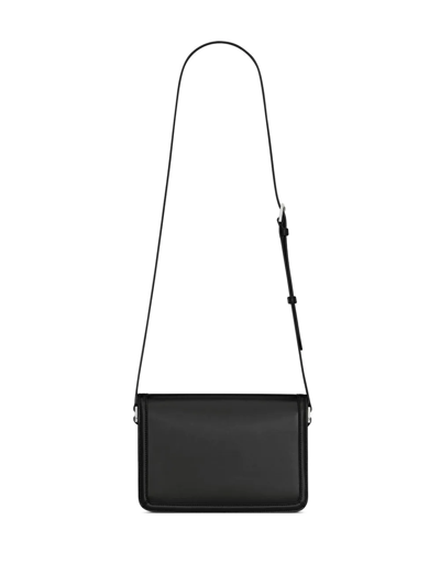 Shop Saint Laurent Monogram-logo Leather Messenger Bag In Black