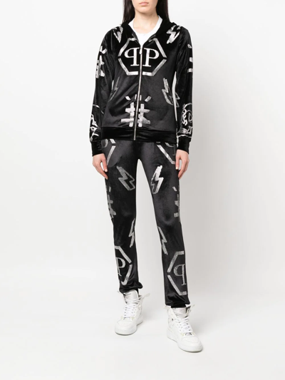 Shop Philipp Plein Logo-studded Hoodie Tracksuit In Black