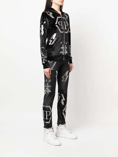 Philipp Plein Logo-studded Hoodie Tracksuit In Black