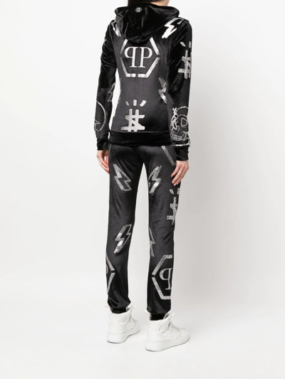 Shop Philipp Plein Logo-studded Hoodie Tracksuit In Black