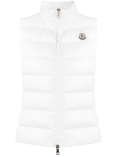 Shop Moncler Cropped Short-sleeve Gilet In White