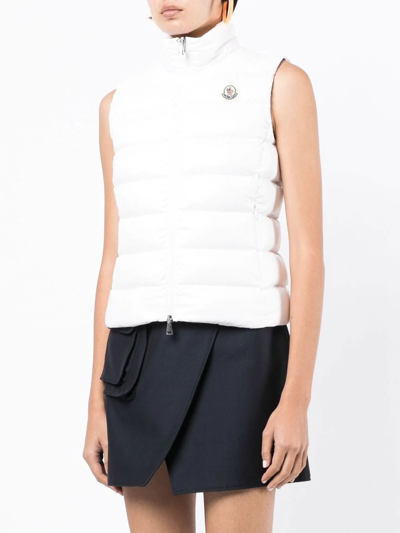 Shop Moncler Cropped Short-sleeve Gilet In White