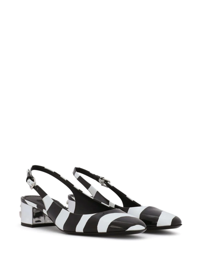 Dolce & Gabbana Stripe-print Mules In Black
