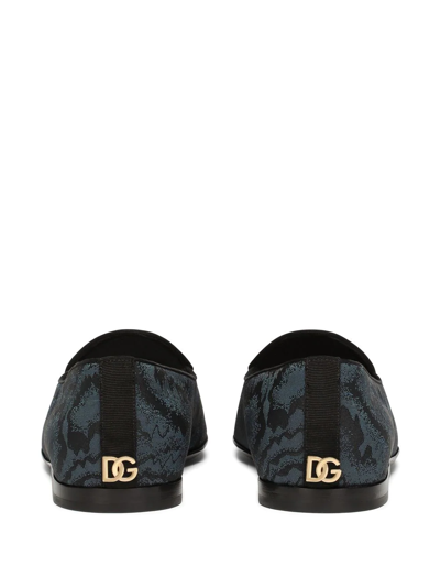 Shop Dolce & Gabbana Iridescent Fabric Caravaggio Slippers In Grey