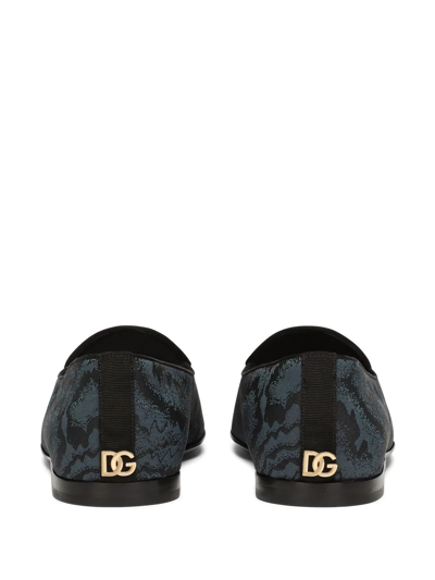 Dolce & Gabbana Iridescent Fabric Caravaggio Slippers In Grey