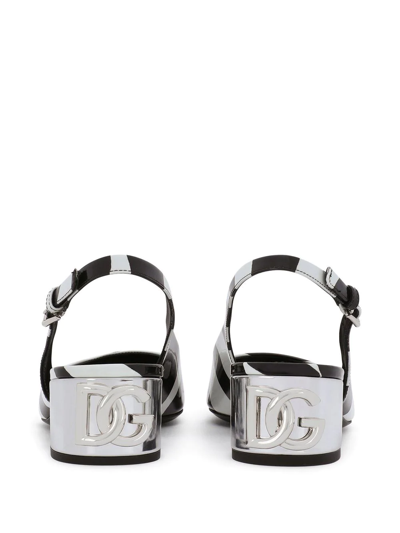 Shop Dolce & Gabbana Stripe-print Mules In Black