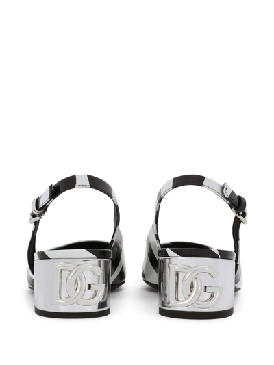 Dolce & Gabbana Stripe-print Mules In Black